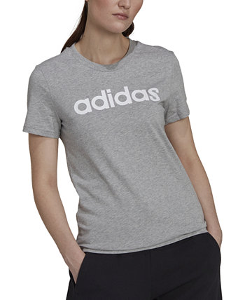 Женская хлопковая футболка с линейным логотипом Essentials Adidas