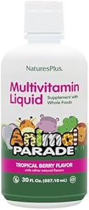 NaturesPlus Animal Parade Children's Liquid Multivitamin, Tropical Berry Flavor - 30 fl oz, Pack of 2 - Whole Food Supplement - Vegetarian, Gluten Free - 120 Total Servings Natures Plus