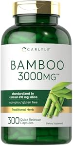 Carlyle Bamboo Extract Capsules (Капсулы) | 3000mg | 300 Count | 210mg Silica | Non-GMO, Gluten Free Supplement Carlyle