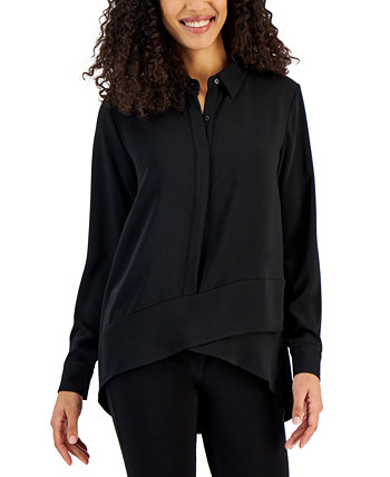 Женская блуза-туника с вырезом внахлест и пуговицами спереди T Tahari