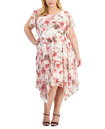 Платье больших размеров с цветочным принтом, развевающимися рукавами и платковым подолом Robbie Bee