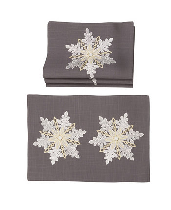 Двухслойные рождественские салфетки со сверкающими снежинками - набор из 4 Manor Luxe
