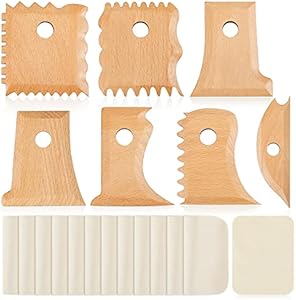 Amylove 27 Pcs Pottery Tools Ceramic Rib Pottery Bats Foot Shaper Tools Trimming Chamois for Carving Clay Molds Clay Ceramics Smoothing Pot Rim Amylove