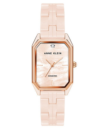 Женские часы-браслет с розово-розовым керамическим браслетом, 24 мм Anne Klein