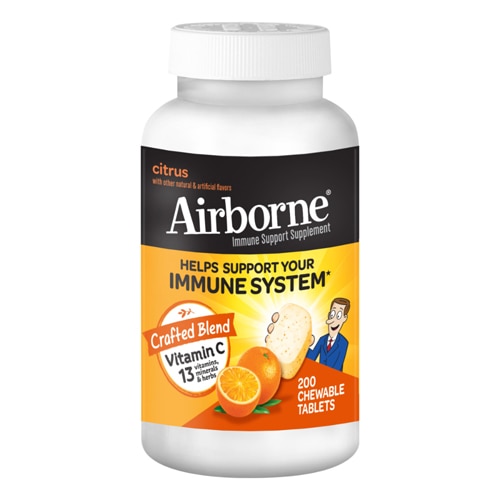 Жевательные таблетки для иммунной системы, цитрусовые -- 200 жевательных таблеток AirBorne