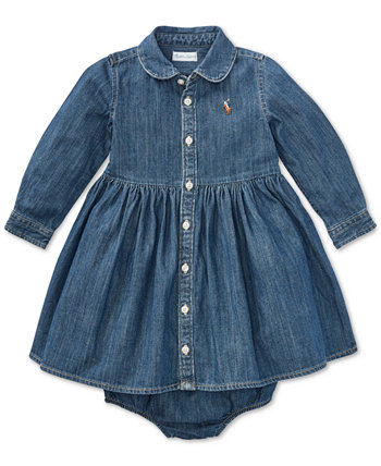 Джинсовое хлопковое платье-рубашка для маленьких девочек Ralph Lauren Ralph Lauren
