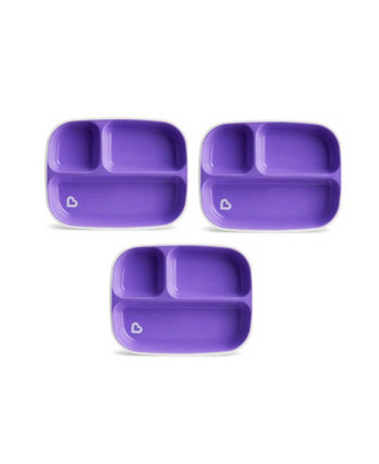 3 piece Splash Toddler Divided Plates, Purple Munchkin