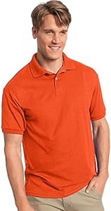 Hanes 054X Adult ComfortBlend EcoSmart Jersey Polo, Orange - Extra Large Hanes