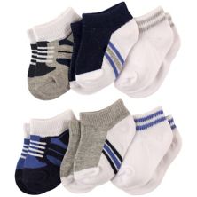 Luvable Friends Baby Boy Newborn and Baby Socks Set, Blue Gray 6-Pack Luvable Friends
