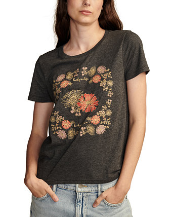 Women's Floral Embroidery Classic Crewneck T-Shirt Lucky Brand