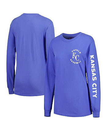 Женская футболка с длинными рукавами Royal Kansas City Royals Team Pigment Dye Soft As A Grape