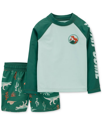 Топ для малышей Roar-Some Rash Guard и шорты для плавания с принтом динозавров, комплект из 2 предметов Carter's
