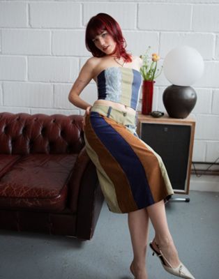 Вельветовая юбка нестандартной длины в стиле пэчворк Labelrail x Lara Adkins - часть комплекта Labelrail