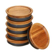 Regular Mouth Mason Jar Lids Wooden Storage Canning Jar Lids (6 PCS） Unique Bargains