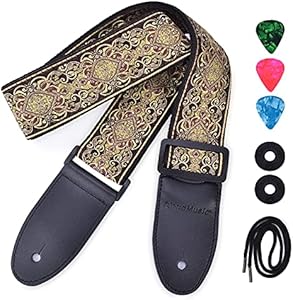 CLOUDMSUSIC Guitar Strap Acoustic Classical Bass Electric 2" Wide Strap With Jacquard Embroider Pattern For Adult Kids(Black and White Milky Way) CLOUDMUSIC