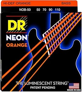 DR Strings Hi-Def NEON Orange Coated 4-String Bass Strings Heavy (50-110) DR Strings