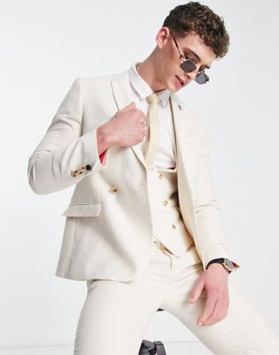 Белоснежный двубортный пиджак приталенного кроя Pegas Twisted Tailor Twisted Tailor