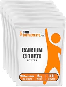 BulkSupplements.com Calcium Citrate Powder - Calcium Citrate Supplement, Calcium Citrate 1000mg - Gluten Free, 4500mg (1000mg Calcium) per Serving, 1kg (2.2 lbs) (Pack of 1) BulkSupplements