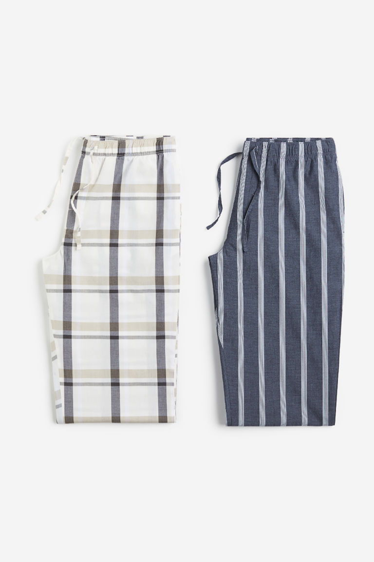 Комплект из 2 пижамных брюк свободного кроя из поплина H&M