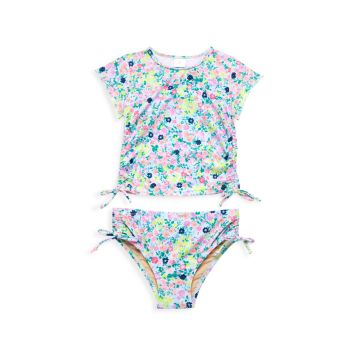 Little Girl's Floral 2-Piece Rashguard Swimsuit Set Shade critters