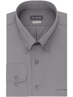 Классические рубашки Обычный крой из шелкового поплина в однотонный цвет Van Heusen