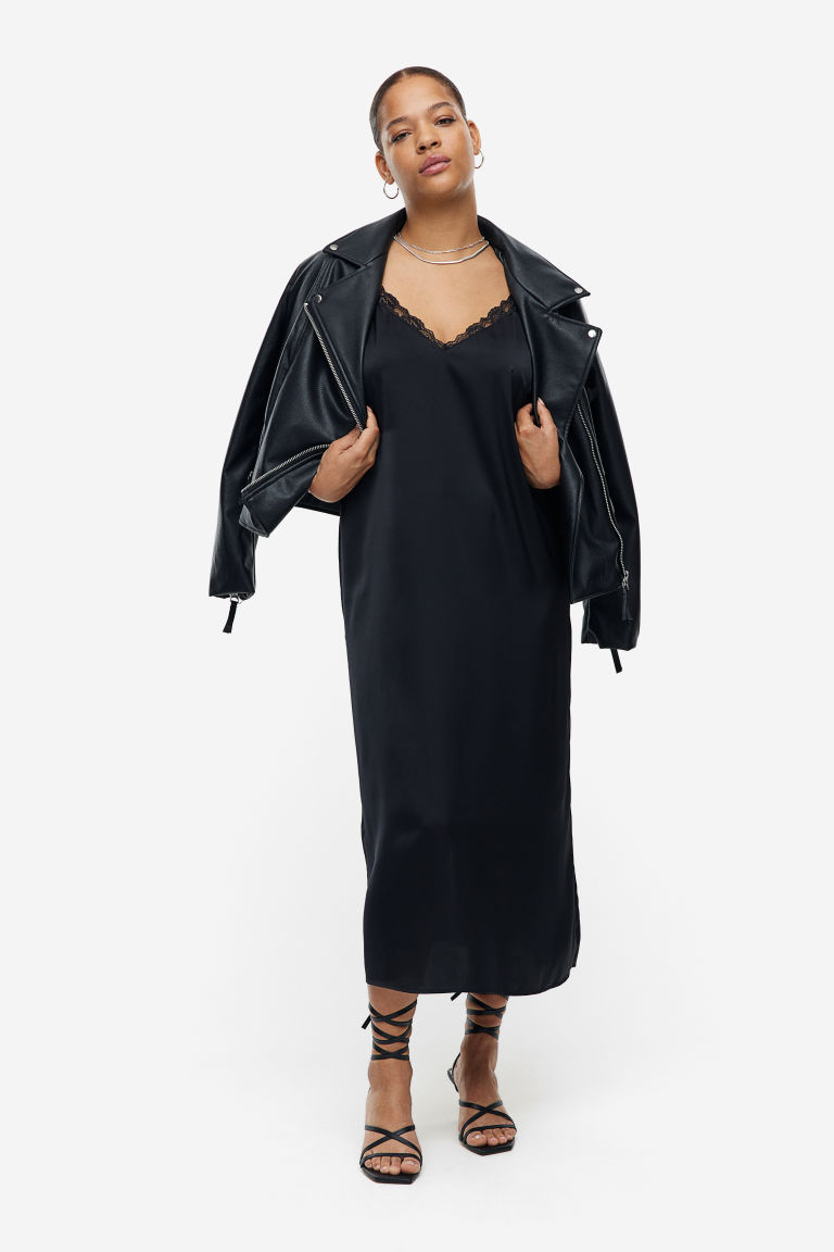 Платье-комбинация с кружевной отделкой H&M