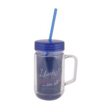 Americana &#34;Liberty & Sparklers For All&#34; Mason Jar Cup with Lid & Straw Celebrate Together