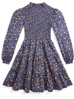 Платье из присборенного хлопка с цветочным принтом (для больших детей) Polo Ralph Lauren