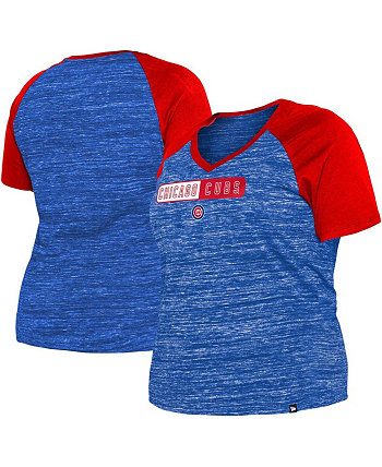 Женская футболка Royal Chicago Cubs больших размеров с принтом «космическая краска» и реглан с v-образным вырезом New Era