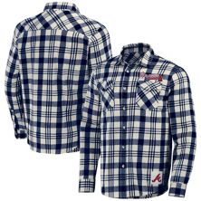 Men's Darius Rucker Collection by Fanatics Navy Atlanta Braves Plaid Flannel Button-Up Shirt Darius Rucker Collection by Fanatics