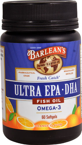 Ultra EPA DHA Double Potency Omega-3 Orange -- 60 Softgels (Мягкие капсулы) Barlean's