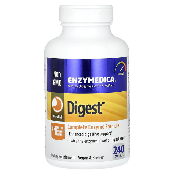 Digest, Комплекс ферментов для пищеварения - 240 капсул - Enzymedica Enzymedica