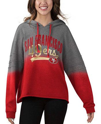 Женский укороченный пуловер с капюшоном в цвете Heather Grey, Scarlet San Francisco 49Ers Superstar Dip-Dye Touch by Alyssa Milano