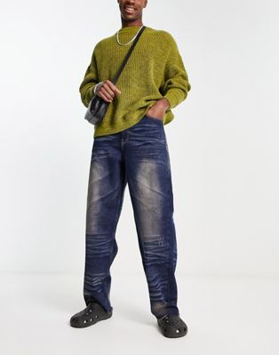 Мешковатые джинсы COLLUSION x014 со складками, потертый цвет Y2K Collusion