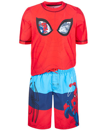 Little Boys 2-Pc. Spiderman Rash Guard & Swim Shorts Set Dreamwave