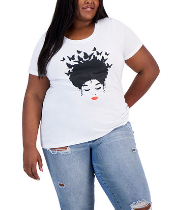 Модная футболка с рисунком бабочки в стиле афро-волос Air Waves больших размеров Hybrid Apparel