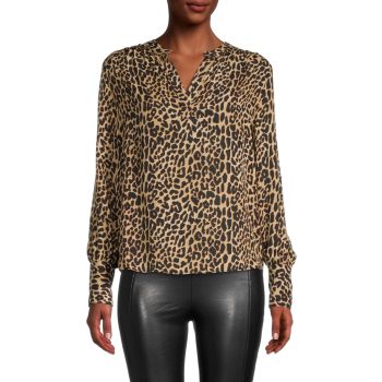 Шелковая блуза с леопардовым принтом Elie Tahari