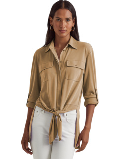 Рубашка из эластичного джерси с завязками спереди LAUREN Ralph Lauren