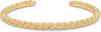 Браслет-манжета с текстурой веревки из стерлингового серебра 18 карат с покрытием из желтого золота DEVATA