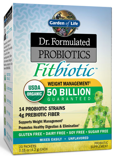 Органические пробиотики Garden of Life, разработанные доктором Fitbiotic™, 50 миллиардов, 20 пакетиков Garden of Life
