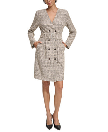 Женское твидовое платье-пальто с поясом Calvin Klein