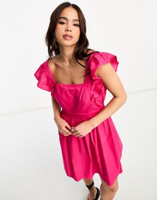Эксклюзивное ярко-розовое мини-платье с оборками JDY JDY
