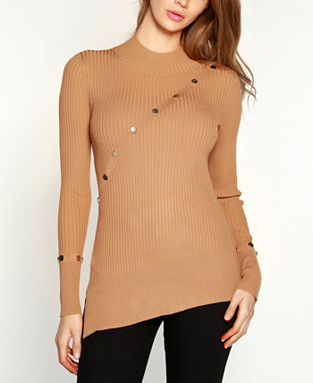 Women's Black Label Asymmetrical Ribbed Tunic Sweater Belldini
