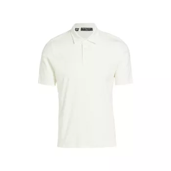 Рубашка-поло из хлопка узкого кроя с геометрическим рисунком Saks Fifth Avenue