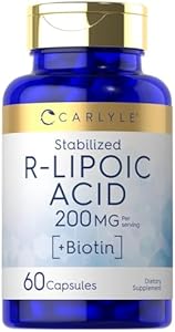 Carlyle R-Lipoic Acid 200mg | 60 Capsules | Stabilized R-Lipoic Acid with Biotin | Non-GMO, Gluten Free Carlyle