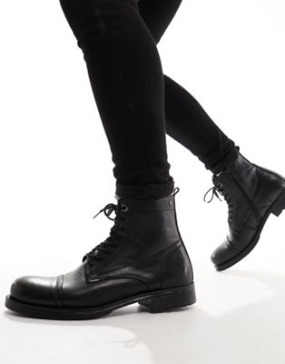 Черные кожаные ботинки на шнуровке Jack & Jones Jack & Jones