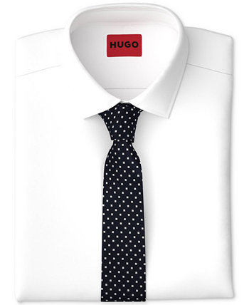 Мужской узкий жаккардовый галстук в горошек HUGO BOSS