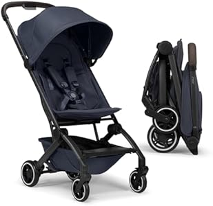 Joolz AER+ Lightweight & Compact Travel Stroller - Portable One-Hand Fold Design - Ergonomic Seat for Infant & Toddler (up to 50 lb) - XXL Sun Hood - Stroller for Airplane -Travel Pouch - Space Black Joolz