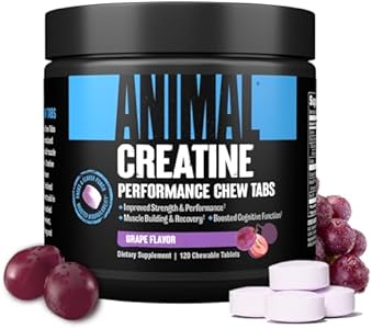 Animal Creatine Chews Tablets (Таблетки) - Enhanced Creatine Monohydrate with AstraGin to Improve Absorption, Sea Salt for Added Pumps, Delicious and Convenient Chewable Tablets (Жевательные таблетки) - Fruit Punch Animal