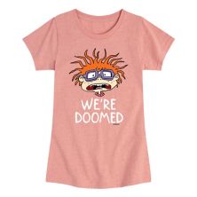 Футболка для девочек 7-16 Rugrats Chuckie Were Doomed с круглым вырезом и короткими рукавами Nickelodeon